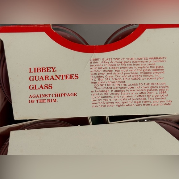 Vintage Libbey Crystal Santa Claus Holly Polka Dot Drinking Glasses Set 4 In Box - Picture 5 of 10